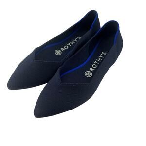 Rothy's Size 7.5 Shoes Flats Slip On Pointed Toe The Point Navy Blue